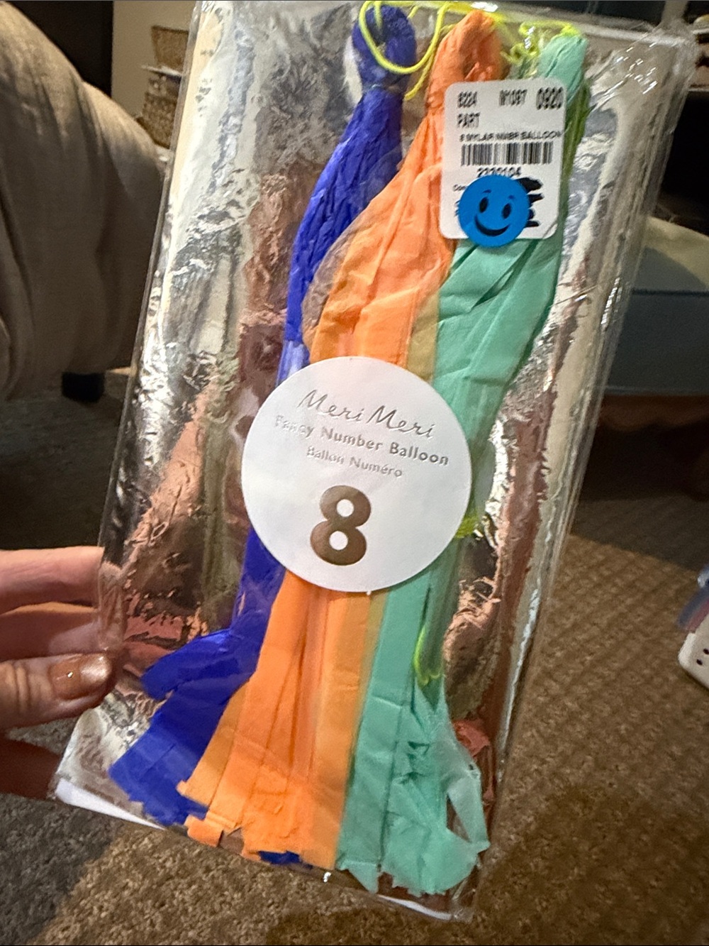 Meri Meri Party Number 8 Balloon Tassel Garland - 8 - Blue, Orange, Mint